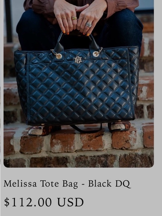 Caroline Hill Handbags - Melissa Quilted Laptop Tote - Black